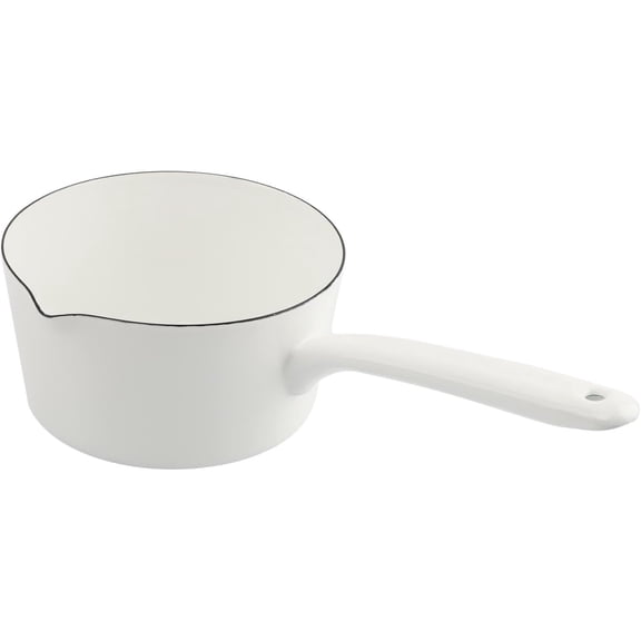 Enamel Milk Pan, 1.2L Enamel Saucepan, Mini Butter Warmer Pan with Pour Spout, Nonstick Milk Pot Enamel Melting Pot for Induction Electric Gas Stoves(white)