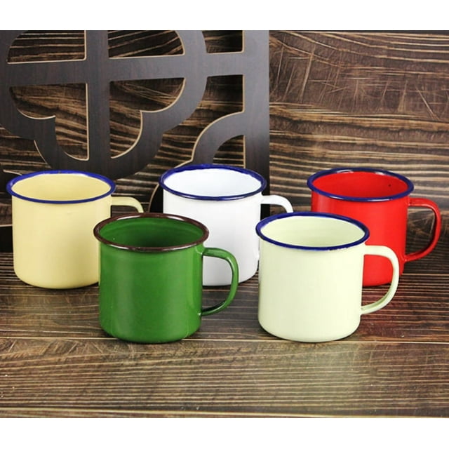 Enamel Mug Enamelware Camping Mugs, Enamel Colored Drinking Mugs, Enamel Camping Coffee Mugs Set of 2 for Picnic Camping Fishing Hiking  Tea Cup