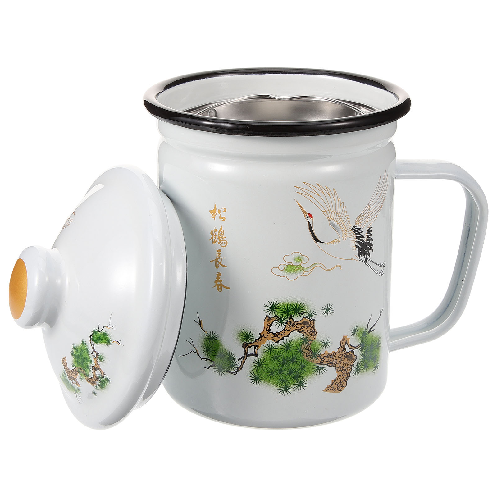 Enamel Mug Tea Cup Ceramic Coffee with Lid Vintage Hydro Camping Mugs