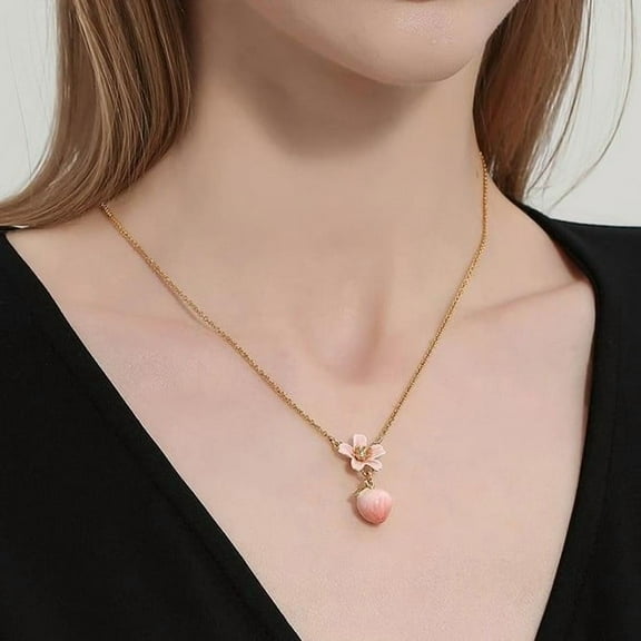 Enamel Painted Fruit Sweet Peach Necklace