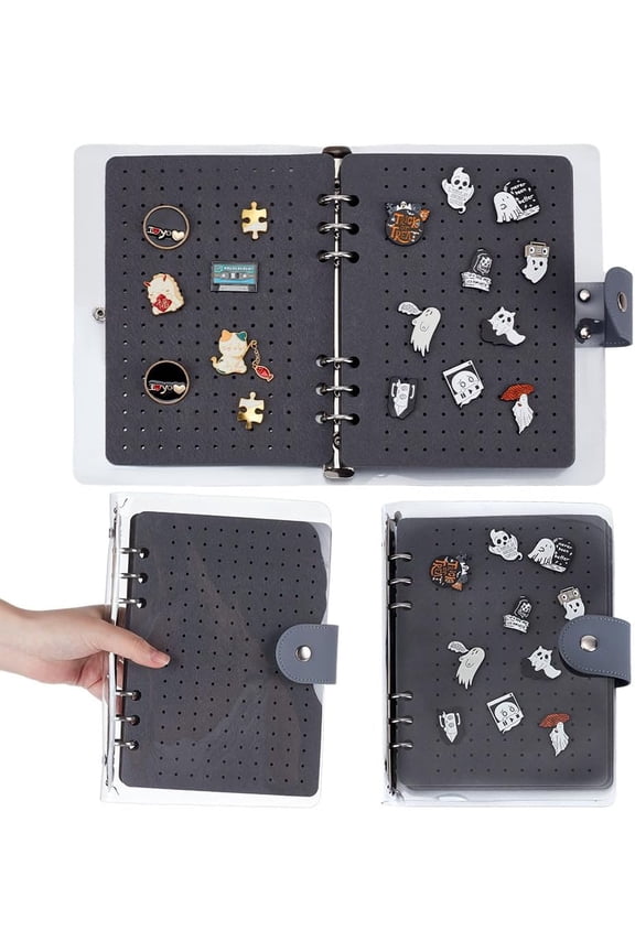Enamel Pin Display Book Gray Pin Binder Holder Trading Book Cloth Brooch Pins Collector Bag 8-Page Lapel Pins Display Board Broochpin
