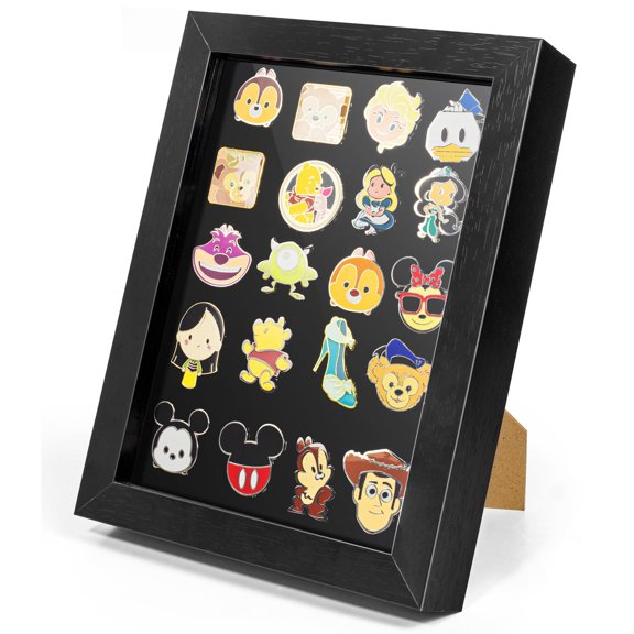 Enamel Pin Display Frame Shadow Box Black 7x9 Inches