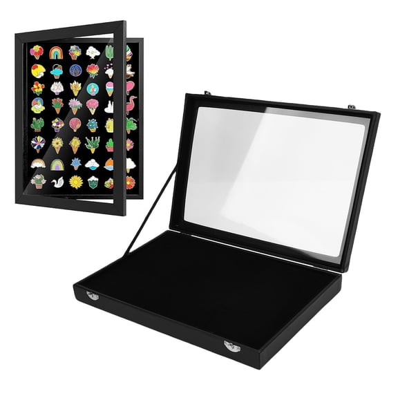 Enamel Pin Display Frame Shadow Box with Magnetic Closure Clear View