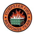 thumbnail image 1 of Enamel Pin Display, Mini Dumpster Fire, 1.5 in Circular, Hard Enamel Badge, Jacket Bag decor, Humorous Wearable, Black Orange, 1 Pc, 1 of 7
