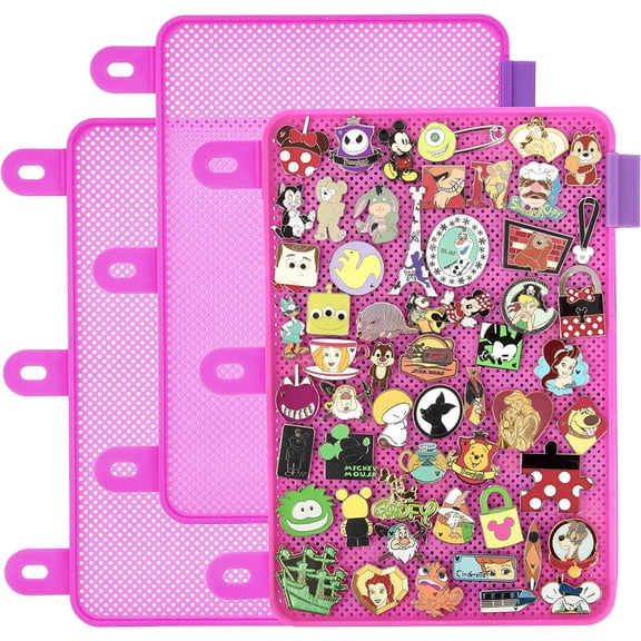 Enamel Pin Display Pages (3 PK) - Display and Trade Your Disney Collectible Pins in Any 3-Ring Binder - Pages Lay Flat with Pinbacks and NO Sagging! (Pink - Pins Not Included)