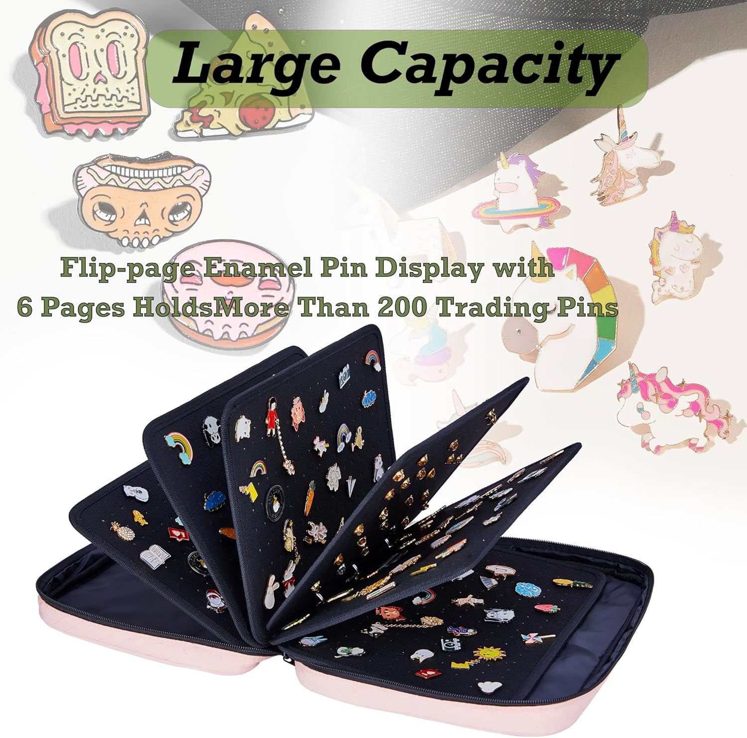 Enamel Pin Display With 6 Pages, Trading Pin Book Carrying Case, Pins