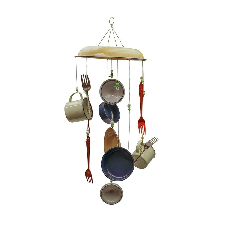 Utensils Outdoor Wind Chime Enamel Dish Camping Pots Pans Outside Metal Yard Art Utensils Outdoor Wind Chime Enamel Dish Camping Pots Pans Outside Metal Yard Art
