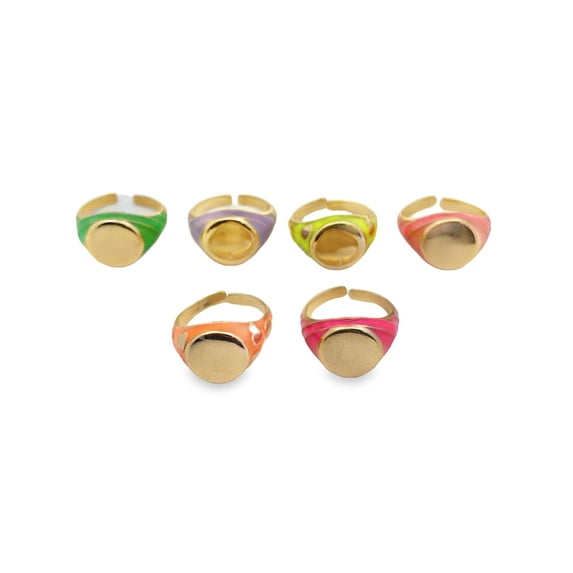 Enamel Ring Adjustable Stackable Rings