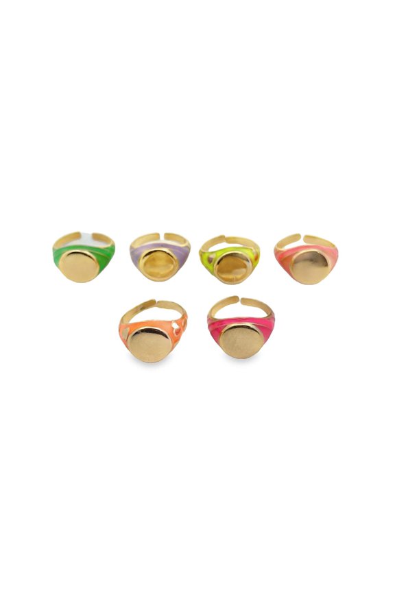 Enamel Ring Adjustable Stackable Rings