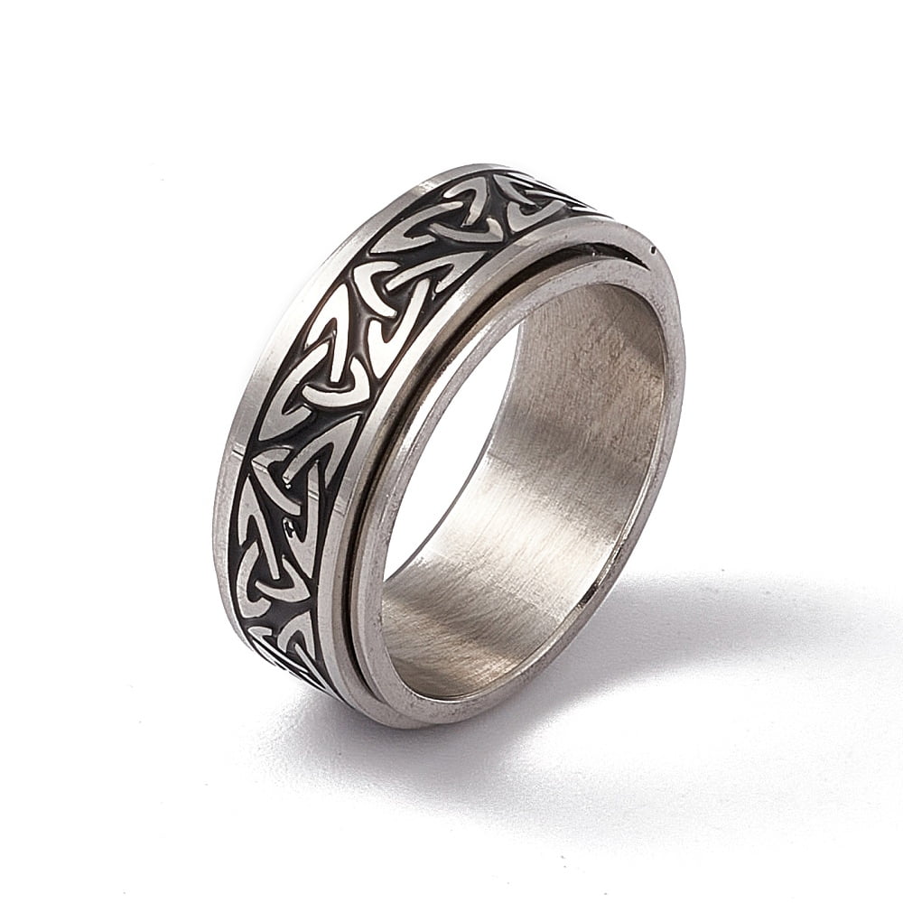 Enamel Sailor's Knot Pattern Rotating Spinner Ring 304 Stainless Steel ...
