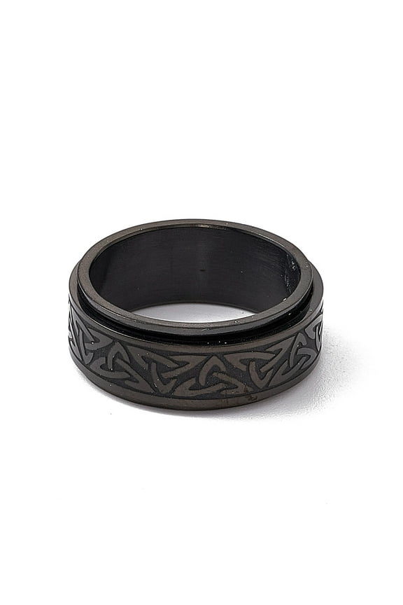 Enamel Sailor's Knot Pattern Rotating Spinner Ring 304 Stainless Steel Fidge Band Ring for Anxiety Stress Relief Gunmetal US Size 7(17.3mm)