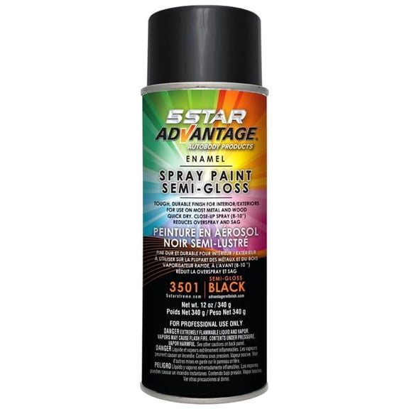 5 Star Advantage 5SA-3501 Enamel Spray Paint -semi-gloss Black Aerosol