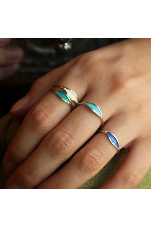 Enamel Stacking Ring in 14k Solid Gold for Women,Solid Gold Enamel Ring, Thin Enamel Band Ring, Colorful Enamel Ring, Multicolor Enamel Band