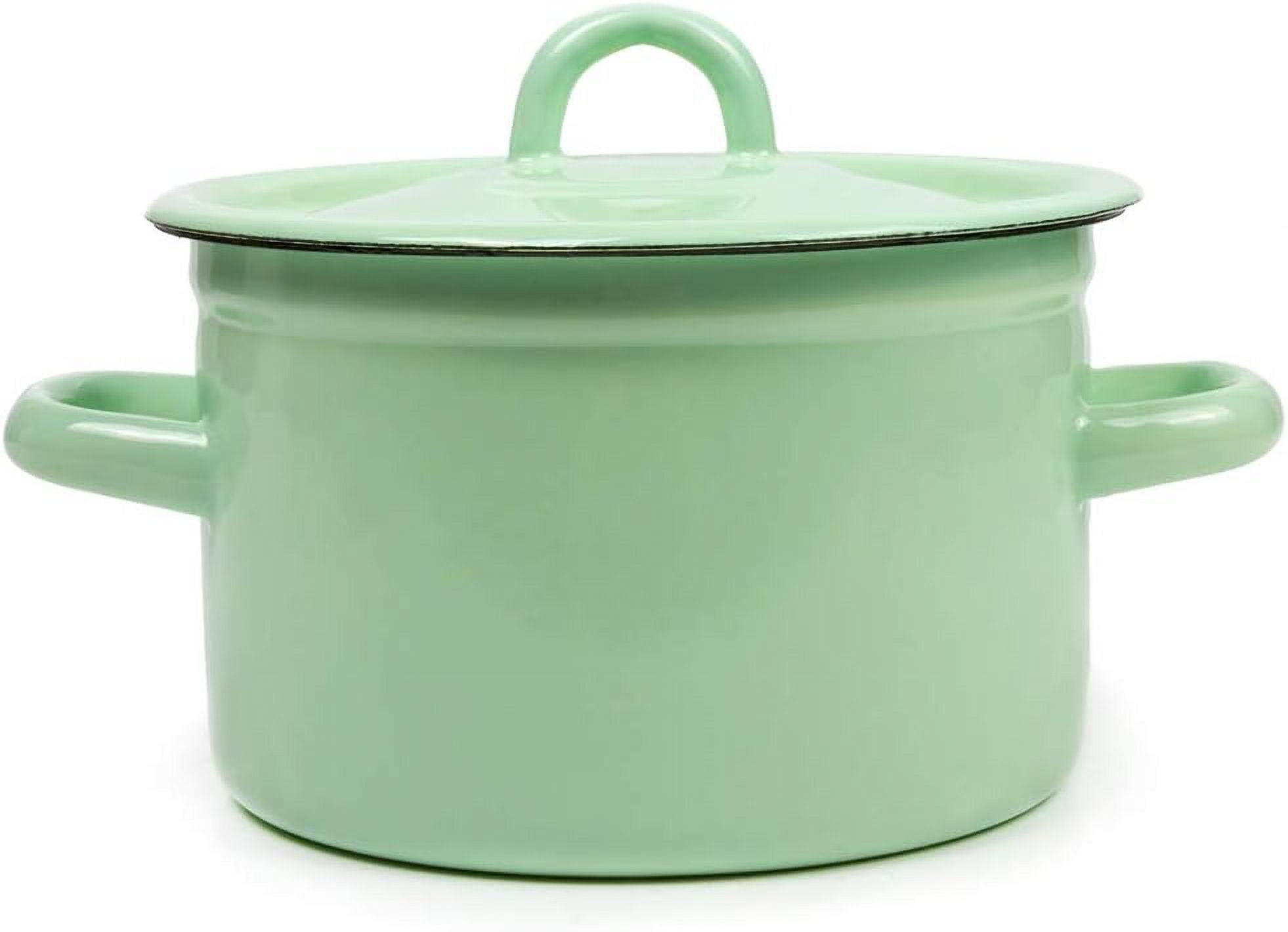 Enamel Stock Mint Breeze Enamelware Enamel Cooking With Lid (5.8Qt. (5
