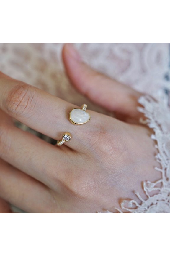 Enamel Streamer Open Ring Milky White Copper Geometric Jewelry Adjustable Fashion Accessory Gift for All Women