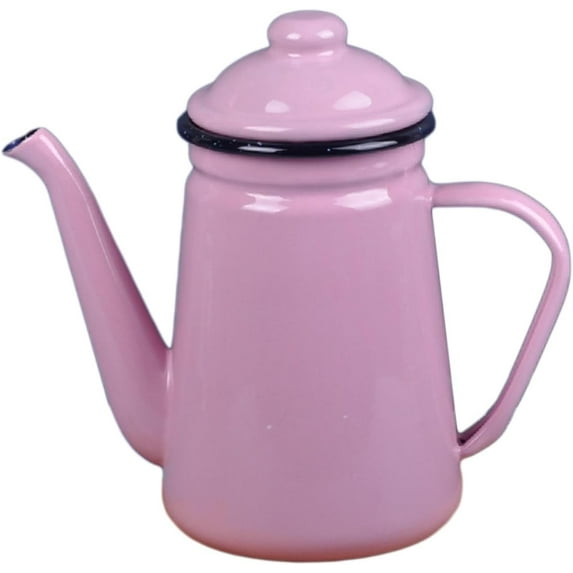 Enamel Tea Kettle Water Kettle Thick with Handle,Durable,1.1L Coffee Kettle,Stovetop Teapot for Outdoor Home Kitchen Tea, Pink