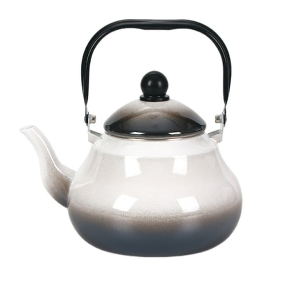 Enamel Teapot Stove Top Kettle with Handle,Enamel Coated Vintage Flat Bottom Decorative Water for Kitchen Stovetop