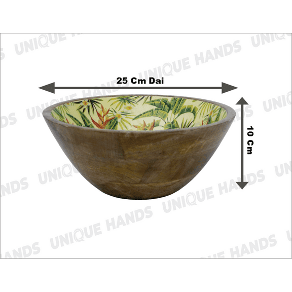 Enamel Wooden Bowl Household Round Wooden Fruit Salad Bowl Dinnerware Basin Container Kitchen Tool