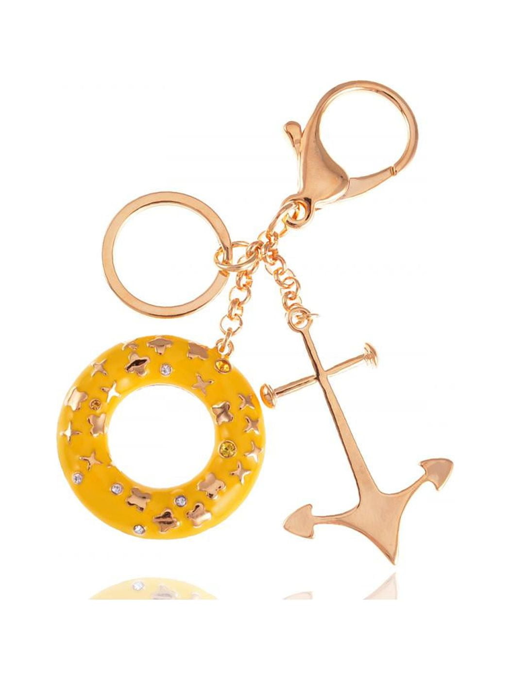 Enamel Yellow Lifeguard Float Anchor Buoy Crystal Rhinestone