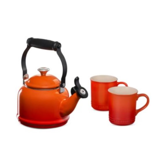 Enamel-on-Steel Demi Kettle & Stoneware Mug Set