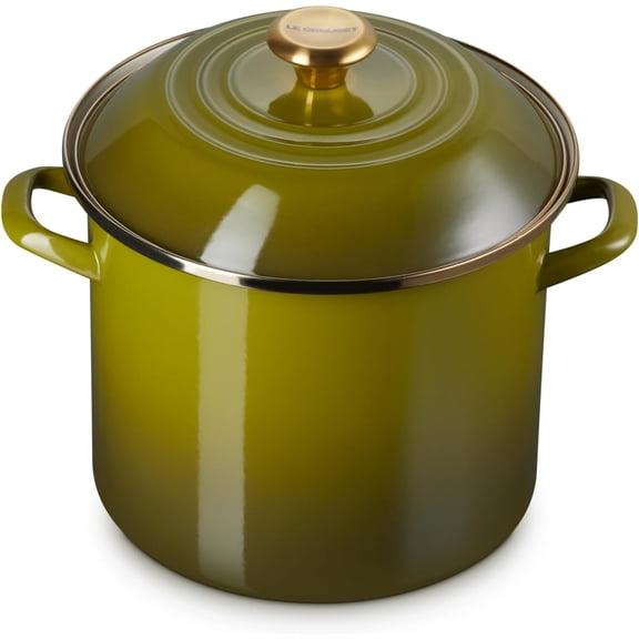 Enamel on Steel Stockpot, 10 qt., Olive