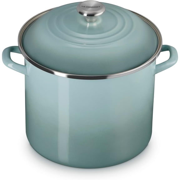 Enamel on Steel Traditional Stockpot, 12 qt., Sea Salt with Stainless Steel Knob