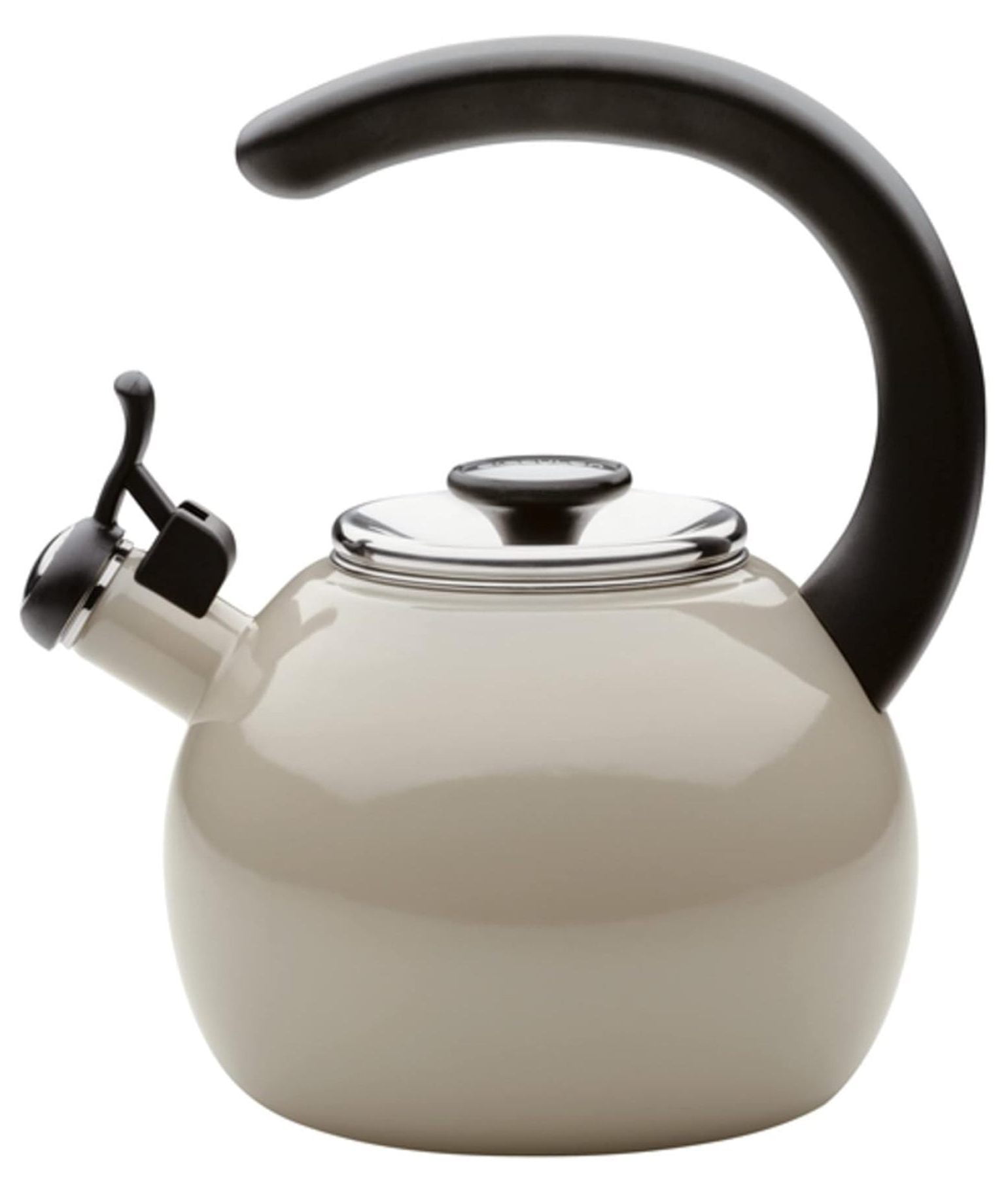 Gray Enamel on Steel Whistling Teakettle with Flip-Up Spout, 2 Quart