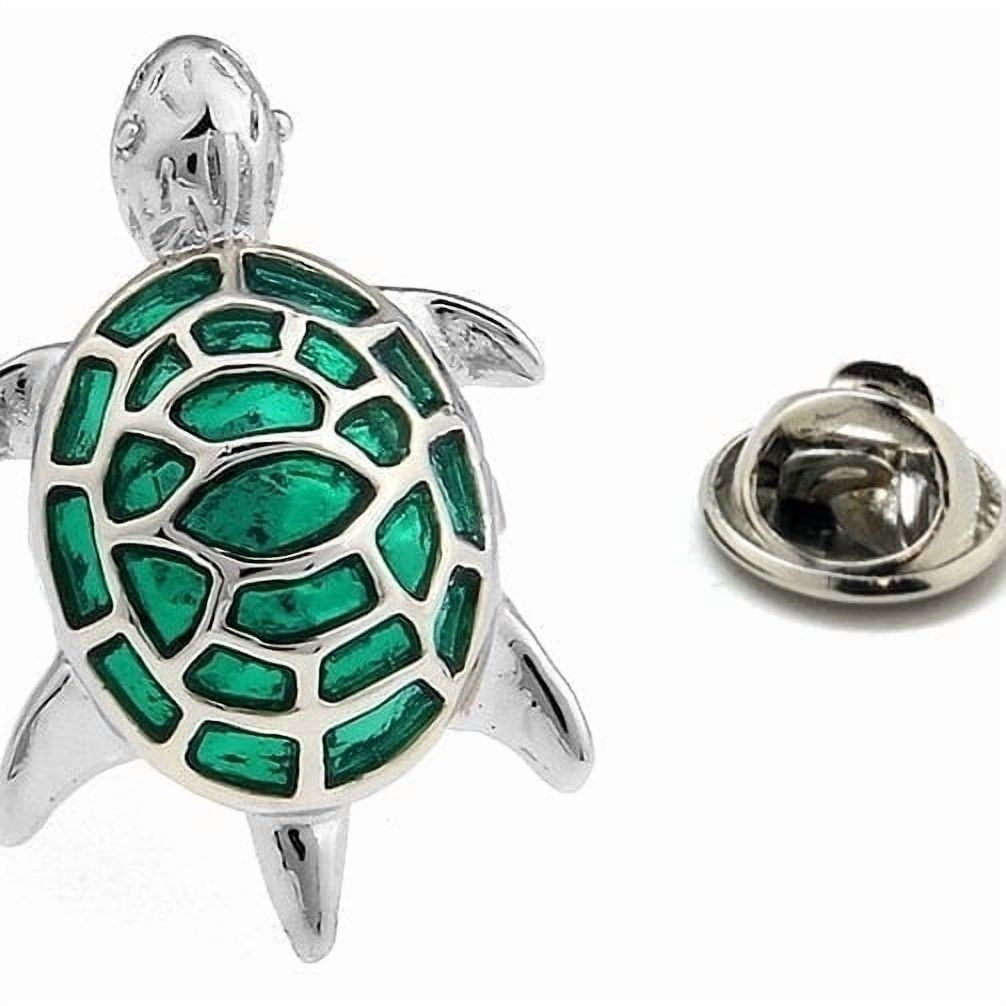 Tropical Sea Turtle Lapel Pin – 3D Enamel Ocean Design – Green & Silver ...