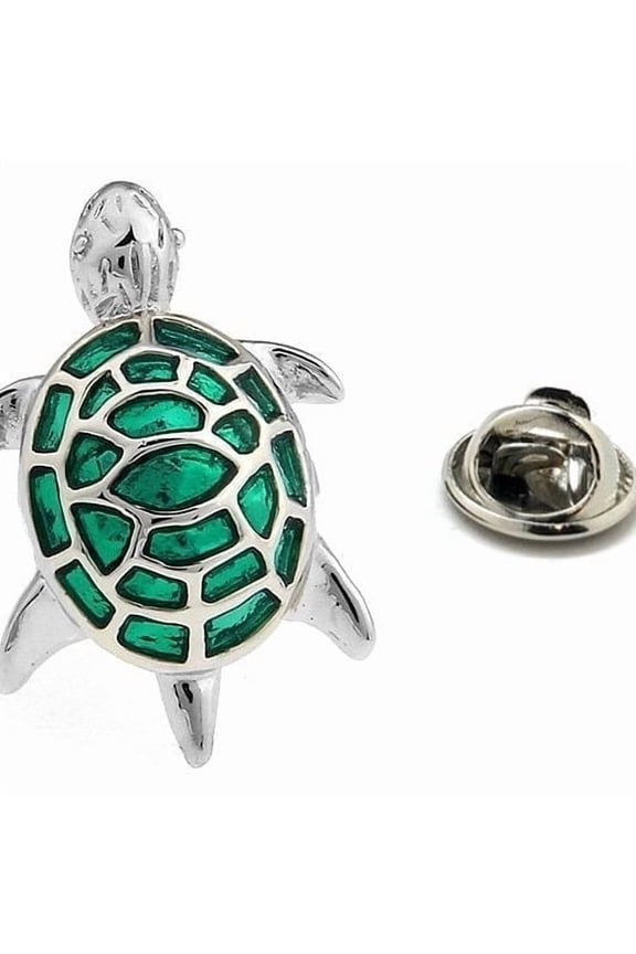 Tropical Sea Turtle Lapel Pin 3D Enamel Ocean Design Green & Silver-Tone Tie Tack Unique Gift for Dad, Nature Lovers, or Beach Fans