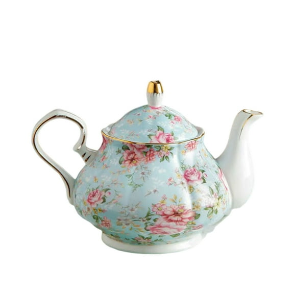Enamel teapot with handle, bone china tea kettle, antique flower coffee pot, tea kettle in vintage style for home, restaurant, afternoon tea, tea party, office decoration.