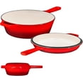 thumbnail image 1 of Enameled 2-in-1 Cast Iron Multi-Cooker by Bruntmor – Heavy Duty 3 Quart Skillet and Lid Set, 1 of 7