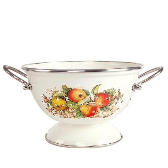 Enameled Aluminum Fine Mesh Strainer Drainer for Food Apples Enamel Colander / Strainer 2.6-qt. (2.5 L) Pasta Drainer with Handle Rice Strainer
