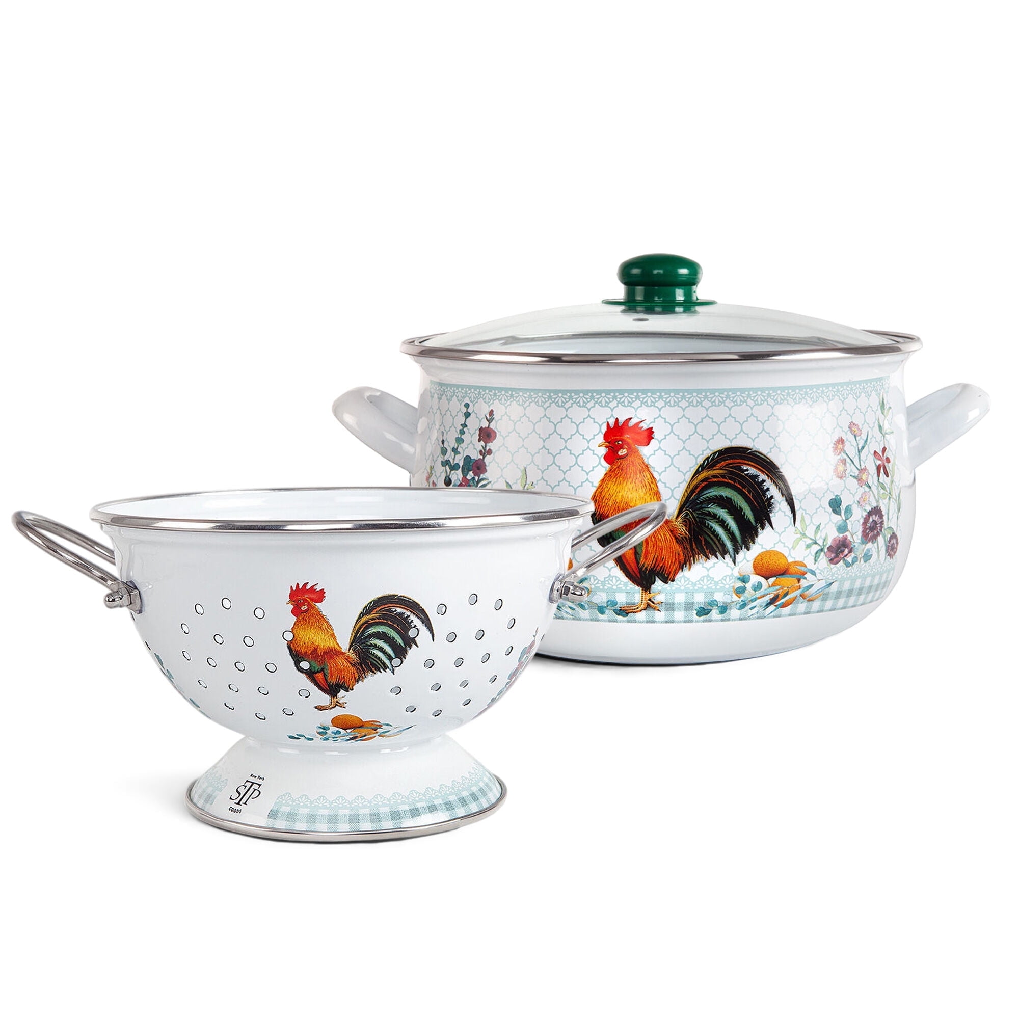 Enameled Aluminum Soup Pot 5.05-qt. (4.8 L) Golden Rooster Enamel Deep ...