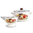 thumbnail image 1 of Enameled Aluminum Soup Pot 5.05-qt. (4.8 L) Mushrooms Enamel Pasta Set Deep Casserole Cooking Pot with Glass Lid Enamel Colander 9.25 x 9.25 x 5.9", 1 of 10