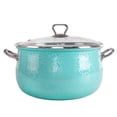 thumbnail image 1 of Enameled Aluminum Soup Pot Azure Belly Deep Casserole Cooking Pot with Glass Lid Enameled Camping Cookware Camping Stockpot for Cooking (6.55-qt. (6.2 L)), 1 of 7