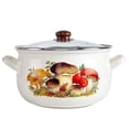 thumbnail image 1 of Enameled Aluminum Soup Pot Mushrooms Belly Deep Casserole Cooking Pot with Glass Lid Enameled Camping Cookware Camping Stockpot for Cooking (6.55-qt. (6.2 L)), 1 of 9