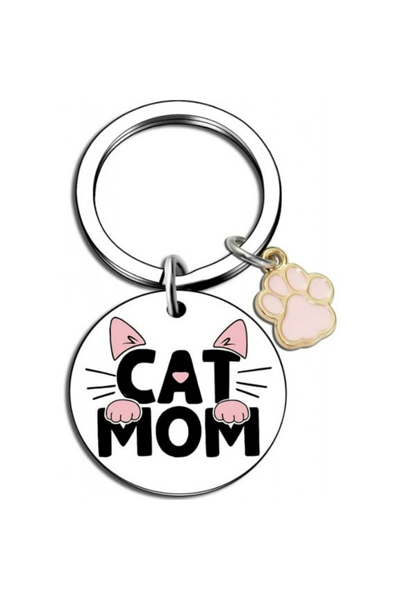 Enameled Black Cat Mom Letter Key Chain Alloy Cat Claws Key Ring For Mom And Grandma Gift Bag Backpack Pendant