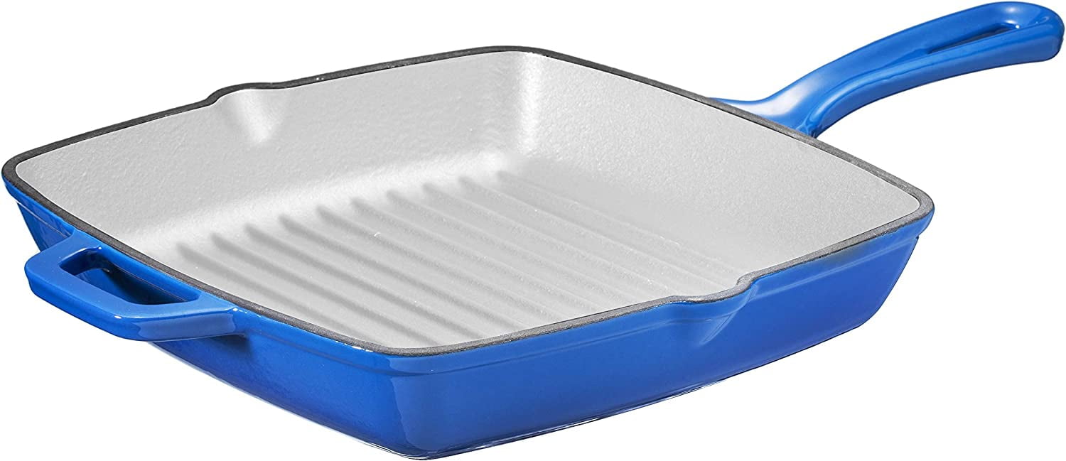 Valor 10 x 10 Galaxy Blue Square Enameled Cast Iron Grill Pan