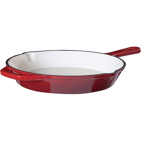 Enameled Cast Iron 10" Skillet Fry Pan Red