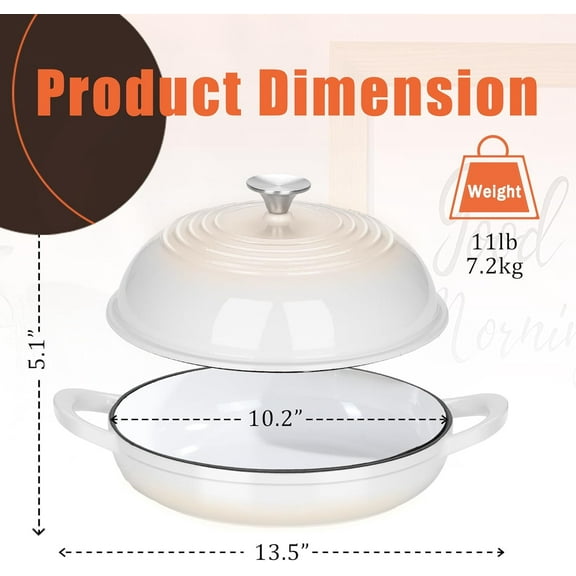 Enameled Cast Iron Bread Oven 6 Qt with Cloche Lid for Sourdough Baking