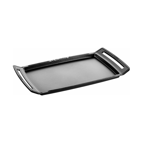 Enameled Cast Iron Double Burner Griddle, 18.5 x 9.8 Inches, with Self-Basting Spiked Lid
