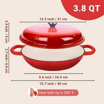 Enameled Cast Iron Dutch Oven, 3.8 Quart with Lid, Non-Stick, Oven Safe up to 500°F, Gradient Red