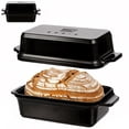 thumbnail image 1 of Enameled Cast Iron Dutch Oven For Bread Baking  9*5 Pot With Lid Homemade 2 In 1 Sourdough Pan Roasting & Braising Induction Safe (4.2 Qt Black), 1 of 8