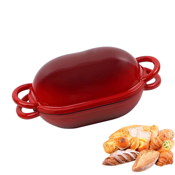 Enameled Cast Iron Dutch Oven For Bread Baking, Even Heat Distribution, Multi-Purpose Lid For Sourdough, Stewing & Serving