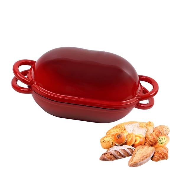 Enameled Cast Iron Dutch Oven For Bread Baking, Even Heat Distribution, Multi-Purpose Lid For Sourdough, Stewing & Serving
