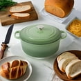 thumbnail image 1 of Enameled Cast Iron Dutch Oven Pot With Lid, 5.5 Quart, for Bread Baking, Cooking, Pistachio Green, 1 of 7