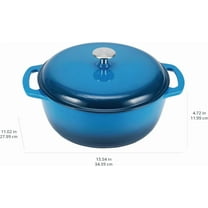 Enameled Cast Iron Dutch Oven Pot with Lid, Heavy-Duty, Medium 6-Quart, Blue