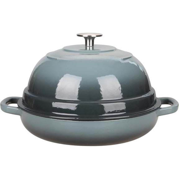 Enameled Cast Iron Dutch Oven Pot with Lid, Round Bread Oven for Homemade Sourdough Bread Baking, 6 Quart, Slateblue
