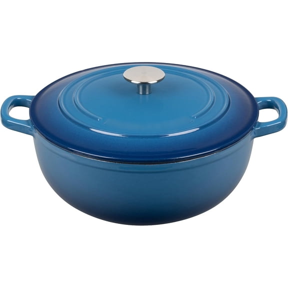 Enameled Cast Iron Dutch Oven Pot with Lid for Sourdough Bread Baking, Bread Dutch Ovens, Cooking Pots, 5 Quart, Slateblue