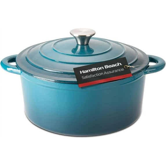 Enameled Cast Iron Dutch Oven Red (3-Quart) | Cream Enamel Coating Dutch Oven Pot with Lid | Cast Iron Dutch Oven with Even Heat Distribution | Easy Grip to Handles & Multipurpose